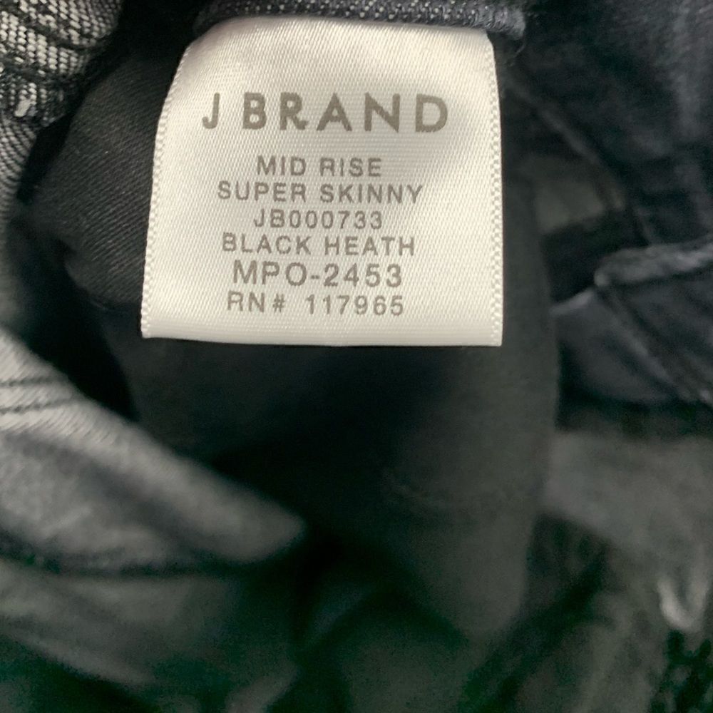 J Brand Mid Rise Super Skinny Black Heath Front Zip Jeans, Sz 27, Nwot View 6